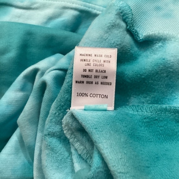 TIE-DYE Drawstring Pullover Hoodie Blue Turquoise Size L - Picture 4 of 12